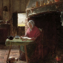 «Lectura junto al fuego» (1857), de Frederick Daniel Hardy.