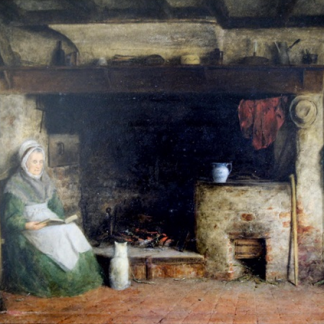 «Anciana leyendo junto al fuego» (1852), de Frederick Daniel Hardy.