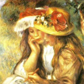 «Dos niñas leyendo en el jardín» (1890), de Renoir.